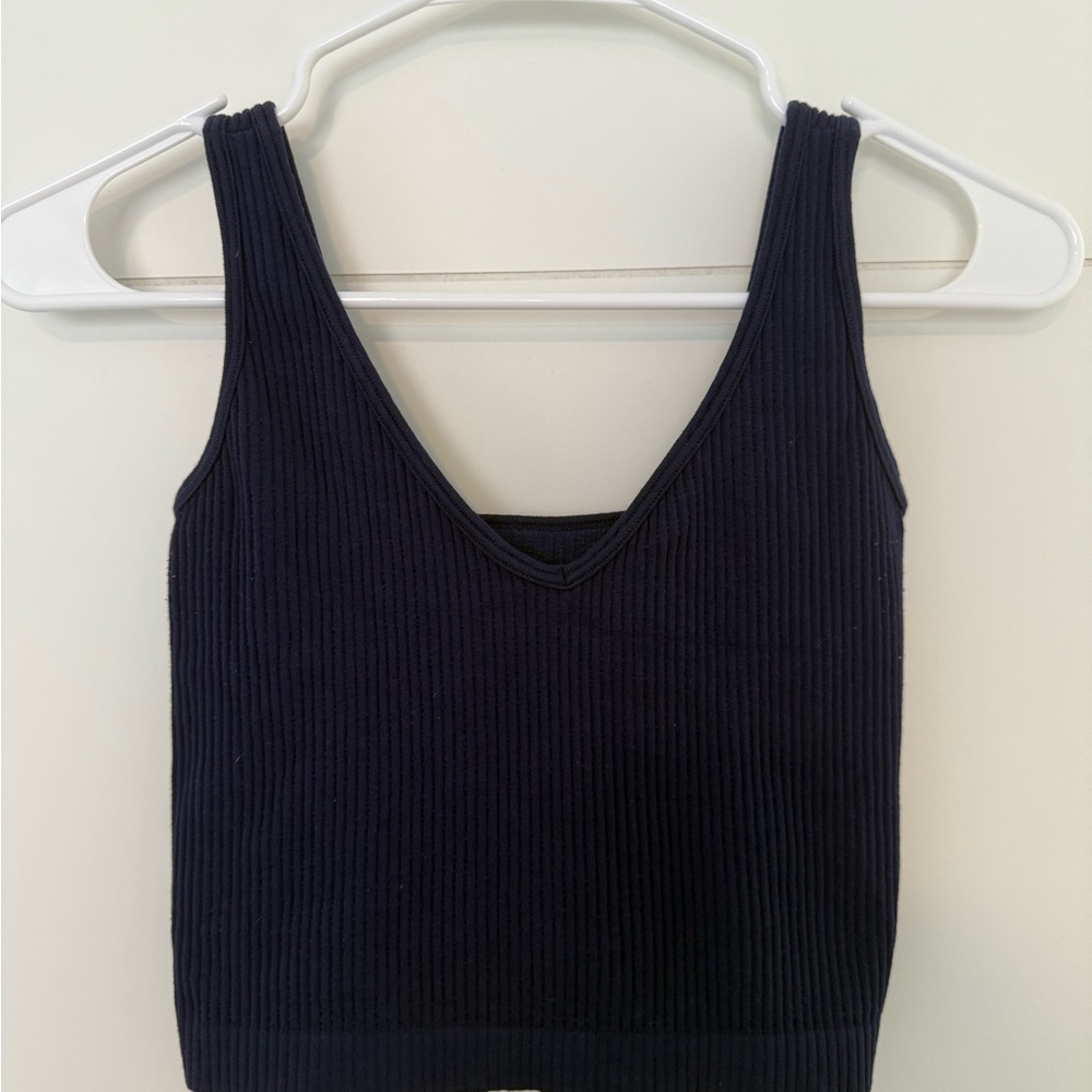 Navy Ribbed Tank Top